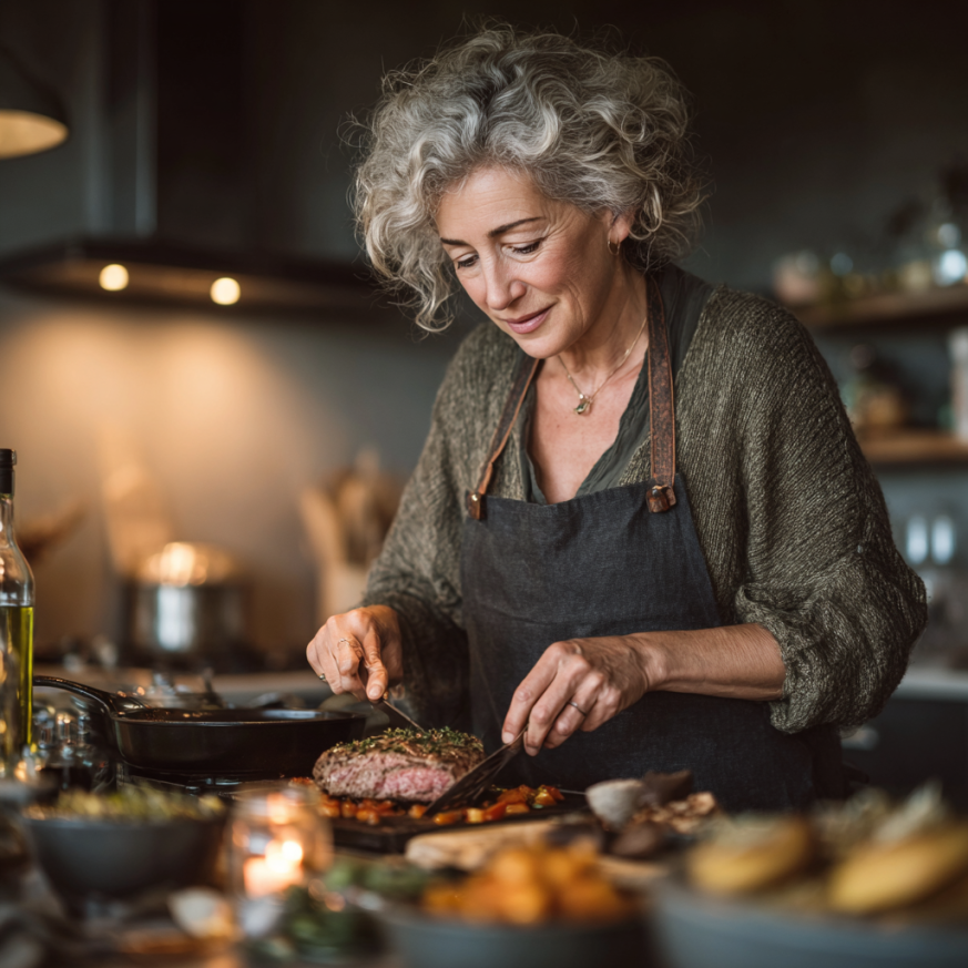 Щаслива літня пара з овочами